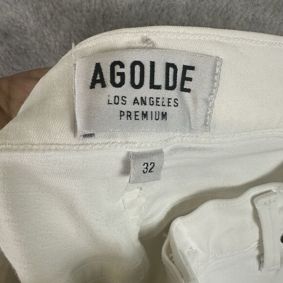 AGOLDE Riley High Rise Skinny Crop Denim Jeans White Filter Free‎ Womens Size 32 - Picture 12 of 16